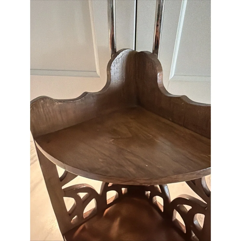 Vintage Butler 24in Corner Shelf Wood Fretwork Victorian Ornate Scrollwork GW005